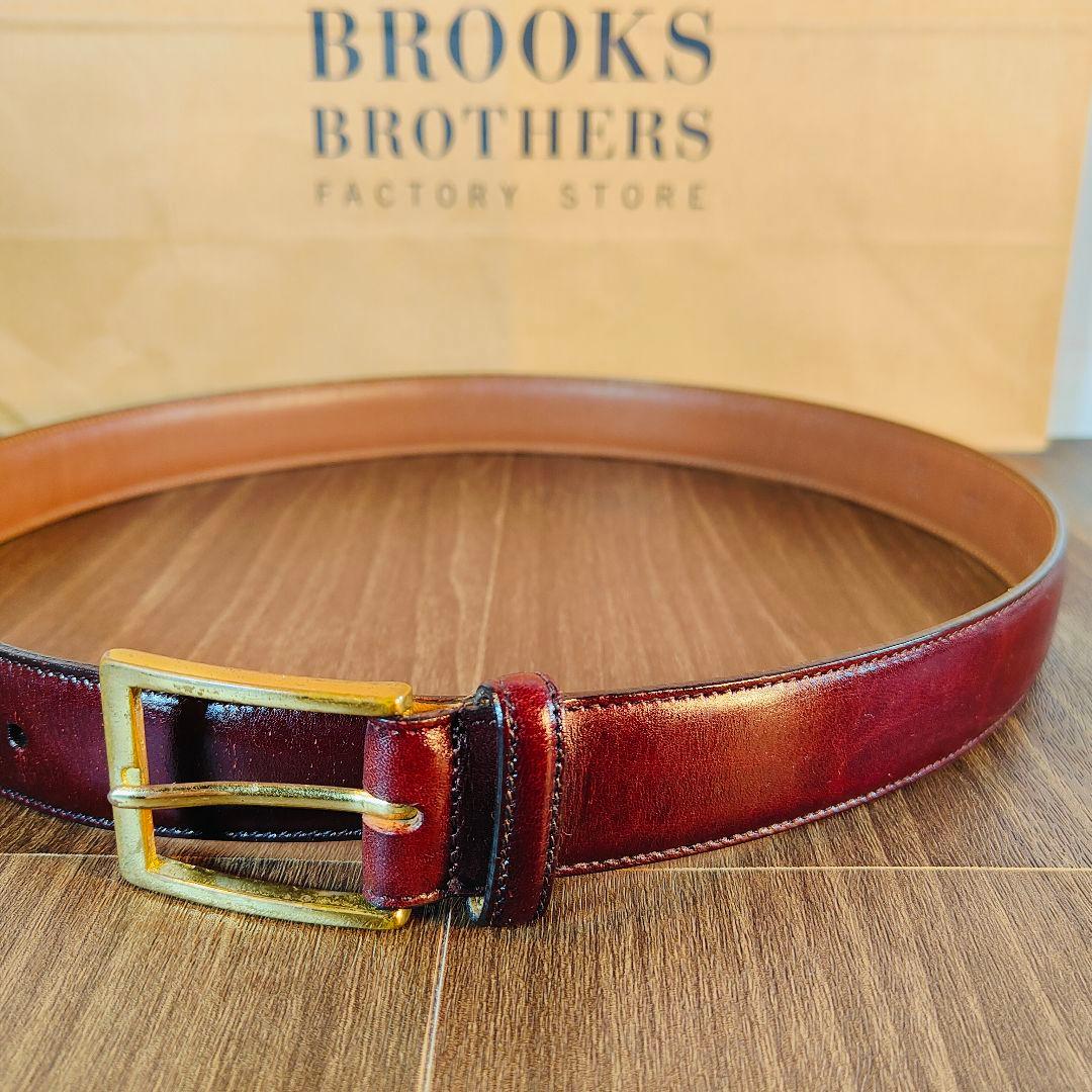 【Vintage USA製】ブルックスブラザーズ　高級艶バーガンディドレスベルト