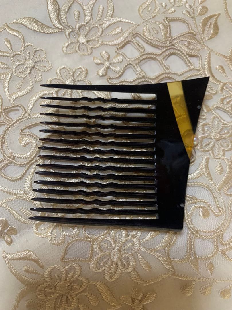 アコヤパール 本真珠 K18！ 本鼈甲 簪 櫛型 金 本真珠 慶事 婚礼