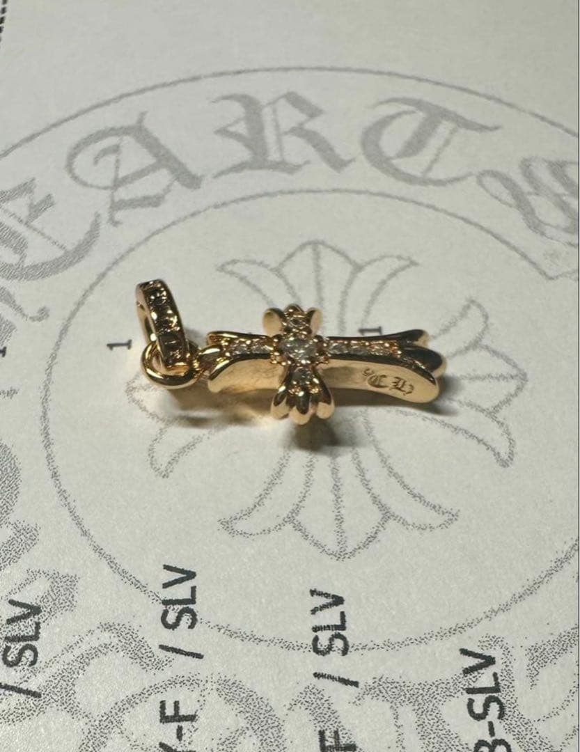 クロムハーツ　クロスベビーファット　チャーム22K天然パヴェ インボイ