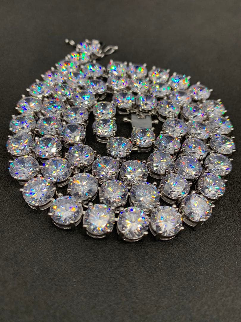 ８㎜！超大粒！ ジルコニア テニスチェーン ブリンブリン シルバー 20インチ