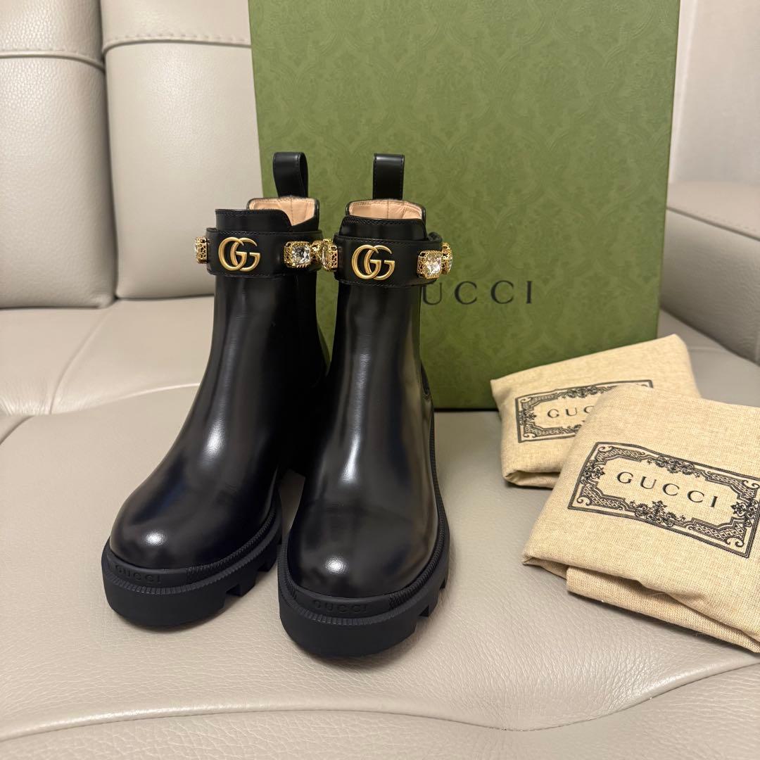 【新品未使用】GUCCI ブラック サイドゴアブーツ