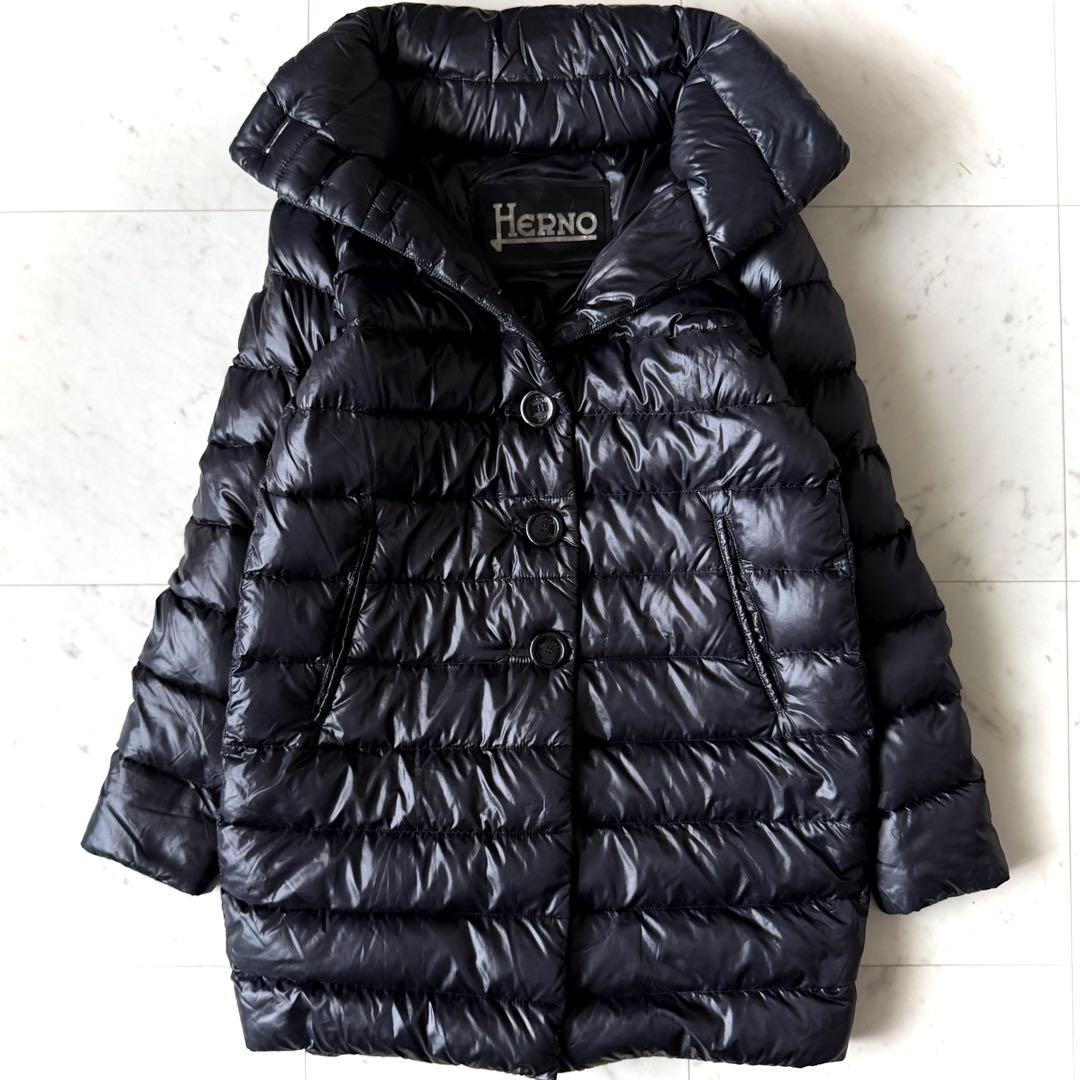 人気 ヘルノ HERNO ボトルネックダウンコート ブラック