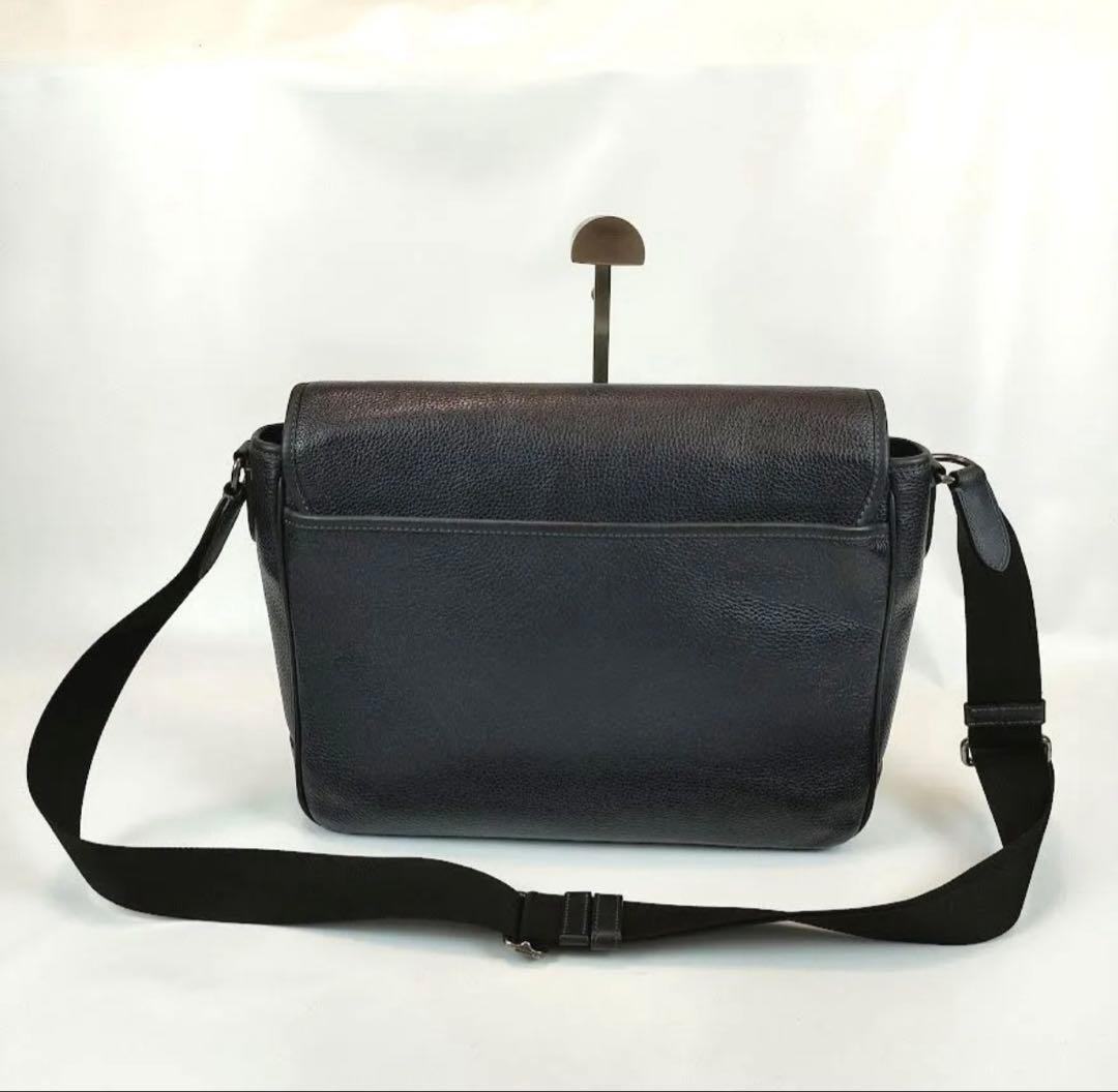 極美品 COACH コーチ ショルダー メッセンジャー バッグ レザー ネイビー