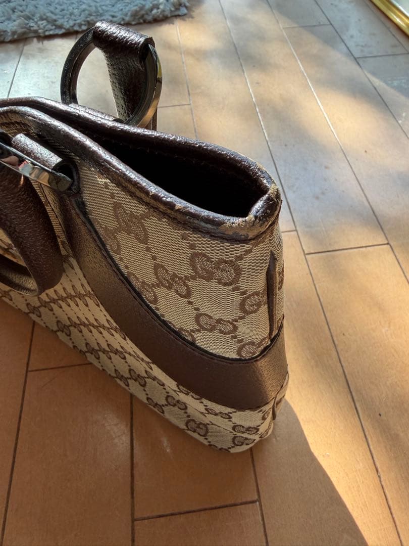 GUCCI ベージュ ブラウン ハンドバッグ