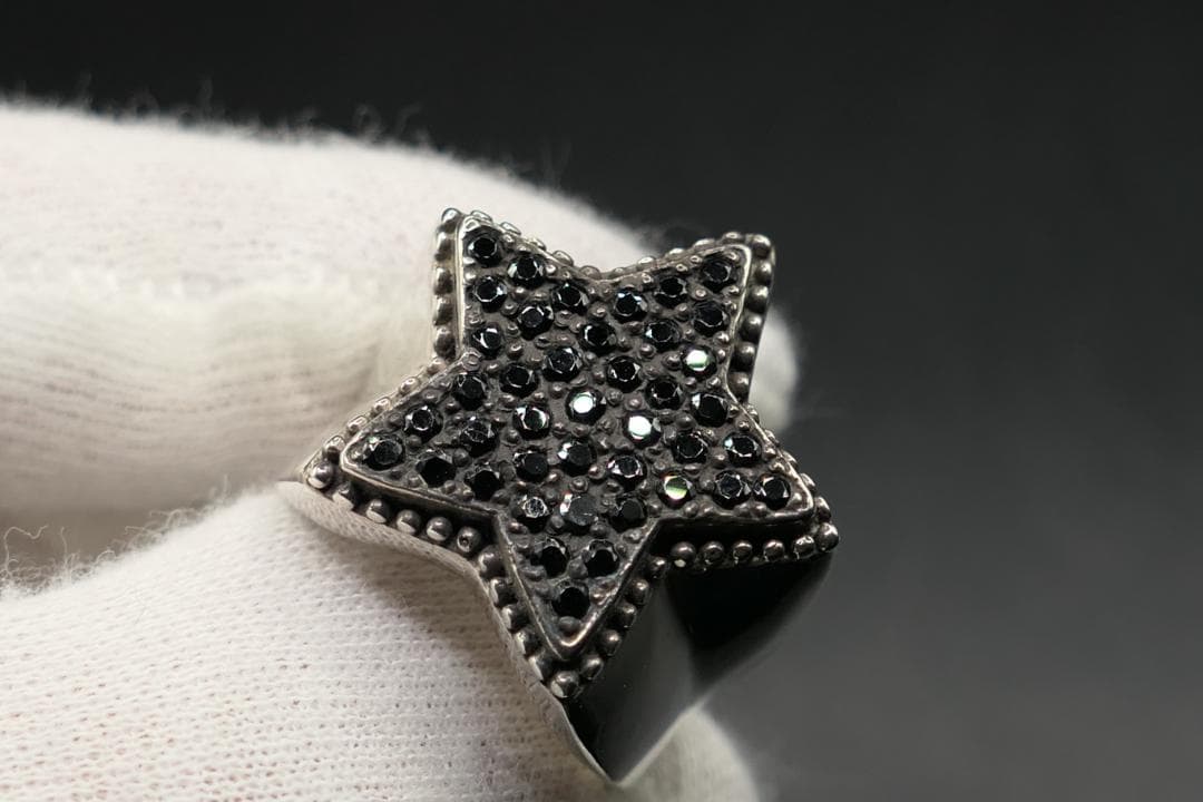 新品　19号　291295オム　スター　リング　ジルコニア　ブラック　指輪