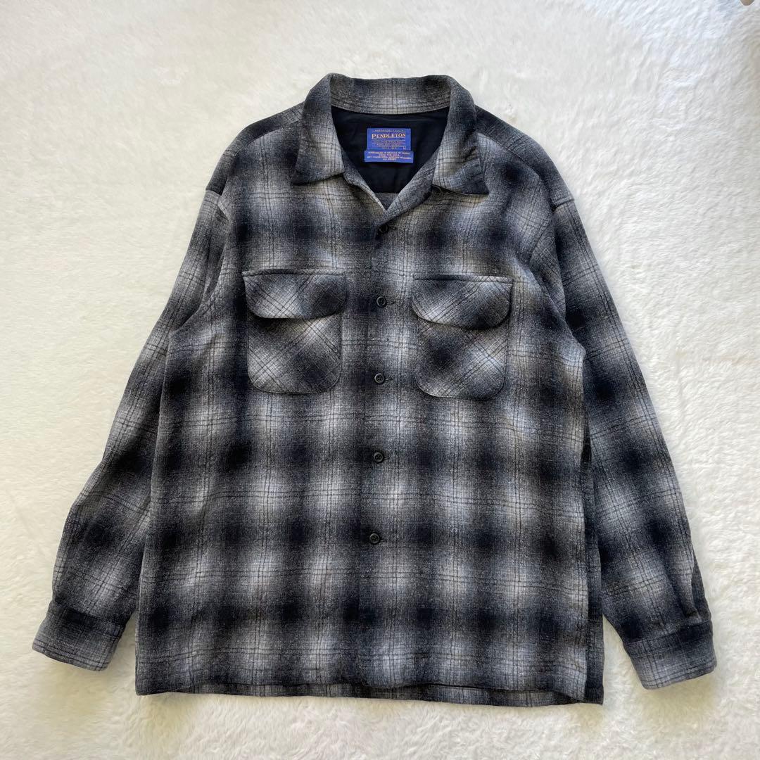 神配色！PENDLETON オンブレチェックボードシャツ 黒白灰 90s