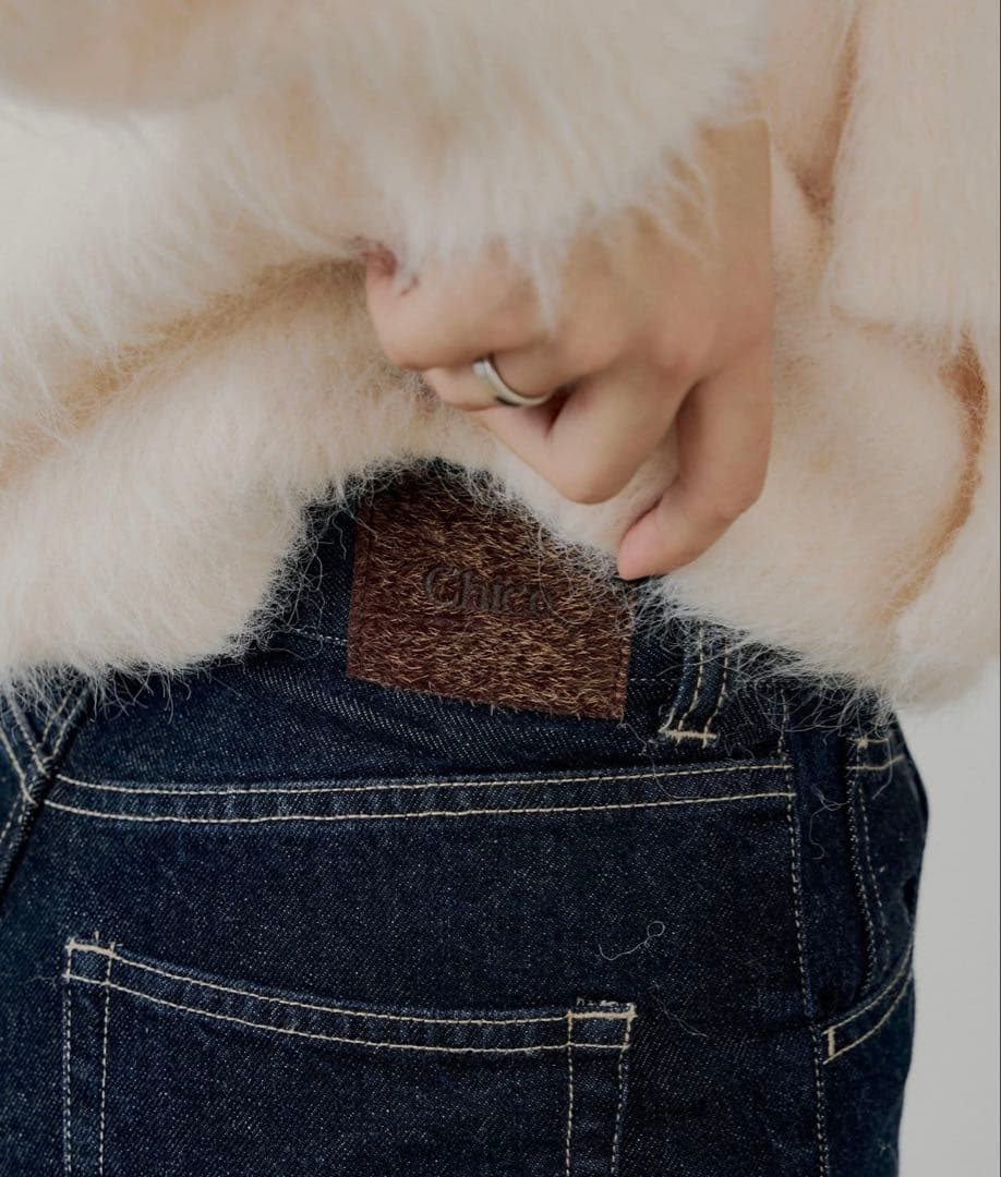 chico パッチ付きフレアデニム