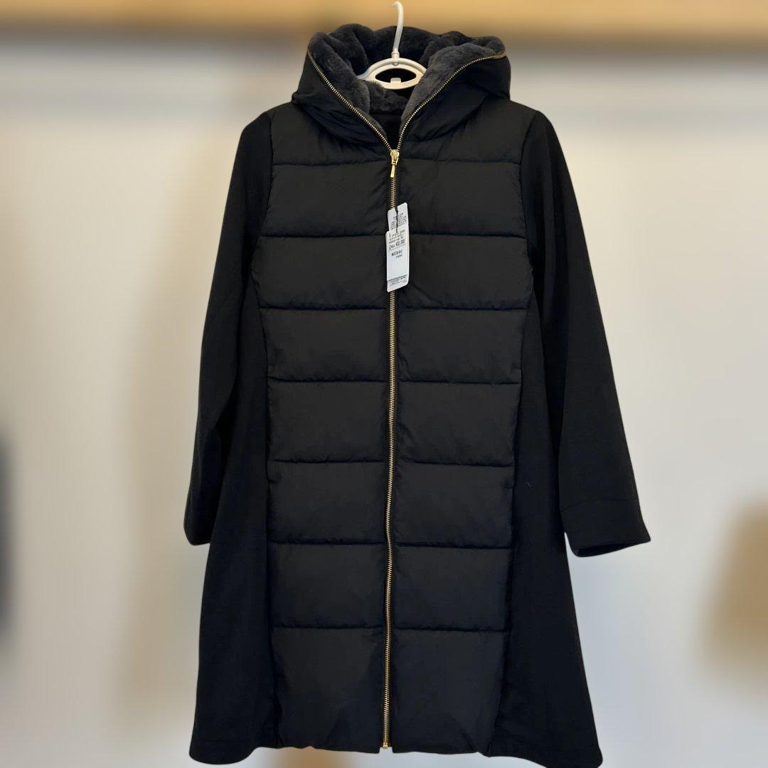 MEDOC フード付き ブラックダウンコート