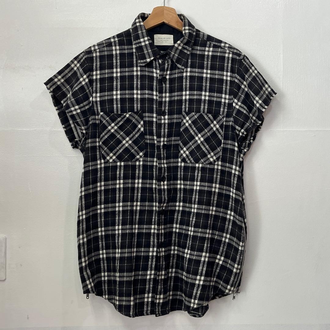 FEAR OF GOD 3rd カットオフ 半袖チェックシャツ サイズL
