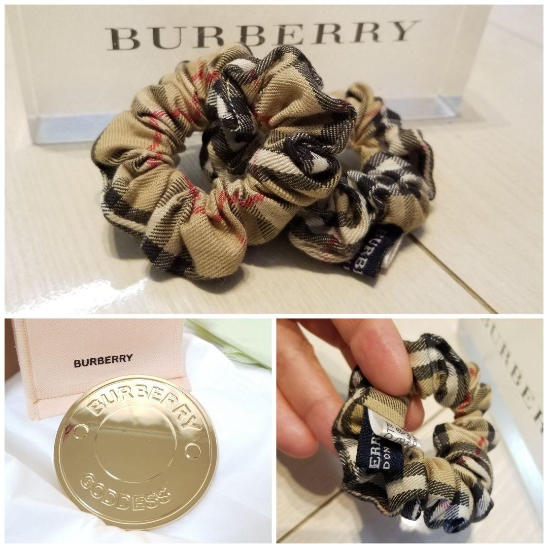 バーバリー新品未使用ミラー 未使用近ヘアゴム ノバチェックベージュ美品2点セット