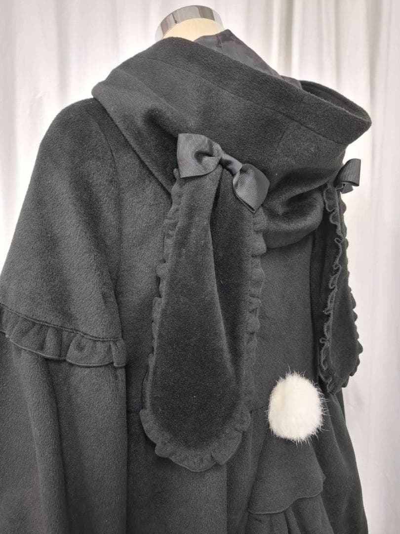 To Aliceフリル付き黒うさ耳ダッフルコート