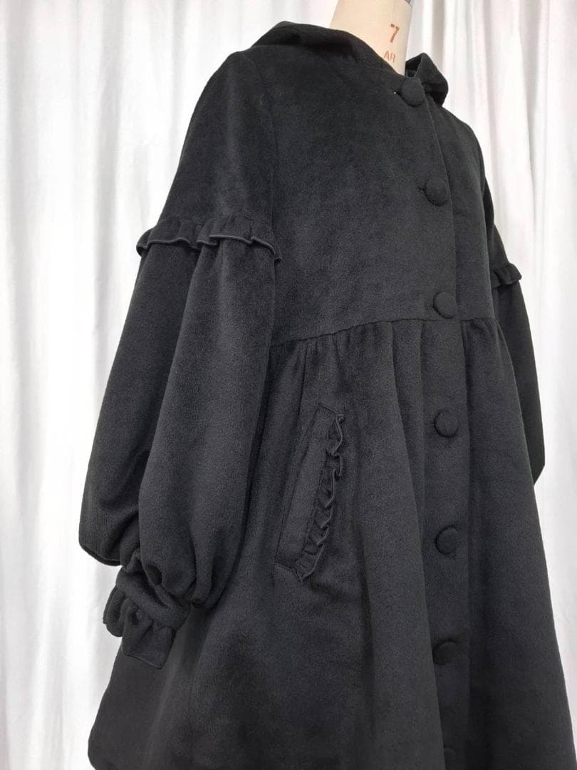 To Aliceフリル付き黒うさ耳ダッフルコート