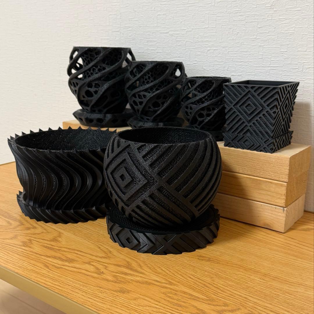 3Dプリンター鉢 メッシュ 2号 2.5号 3号 4号 セット 植木鉢