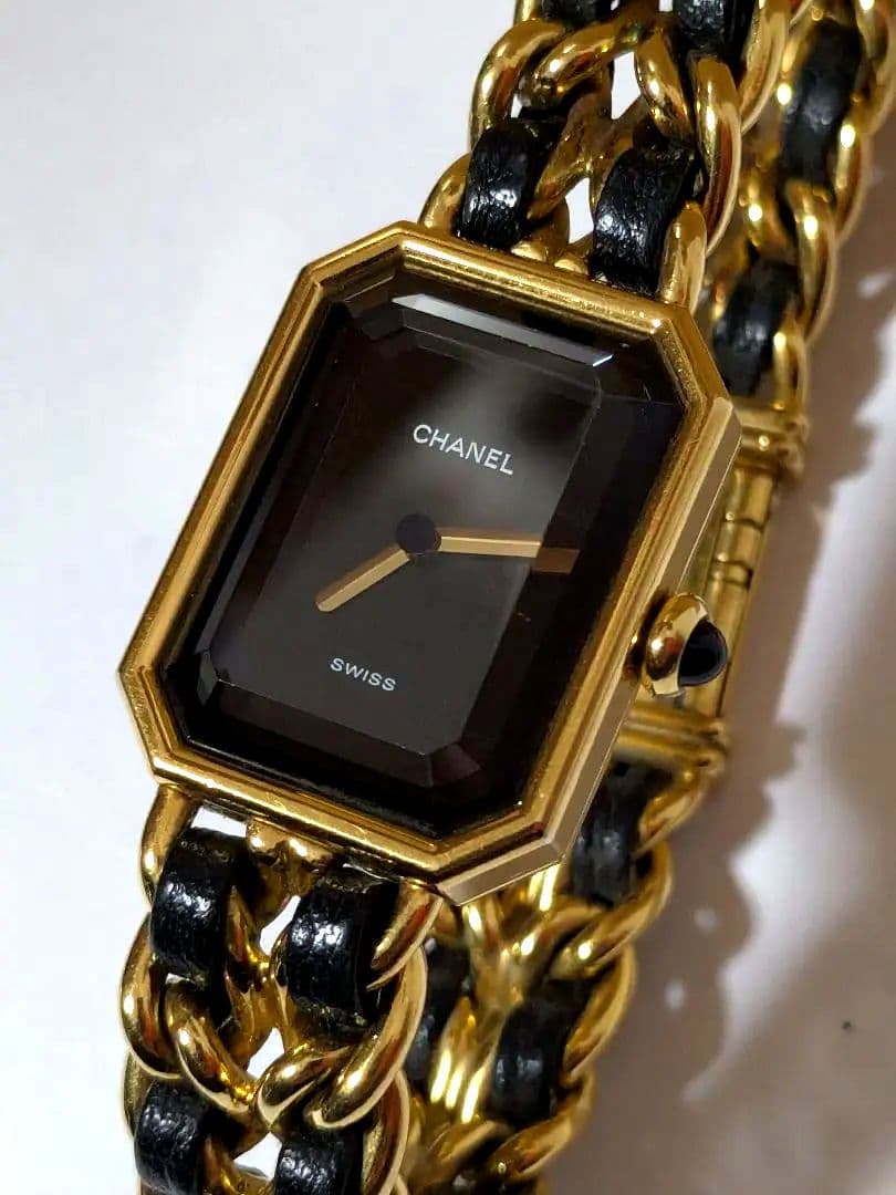 美品　CHANEL　プルミエールＬ ゴールド×ブラック レディース　腕時計