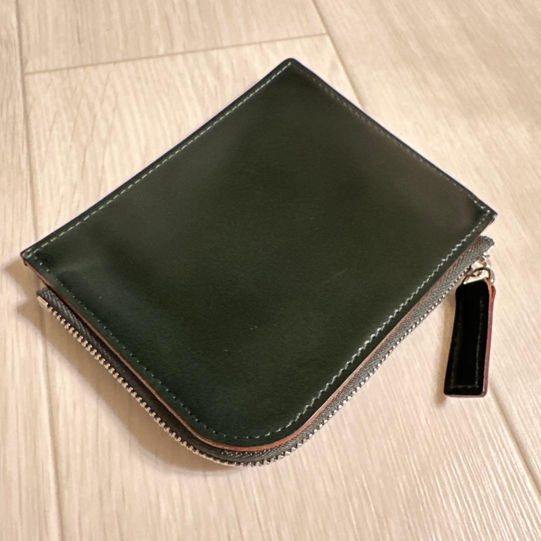 土屋鞄　コードバンLファスナー　ダークグリーン