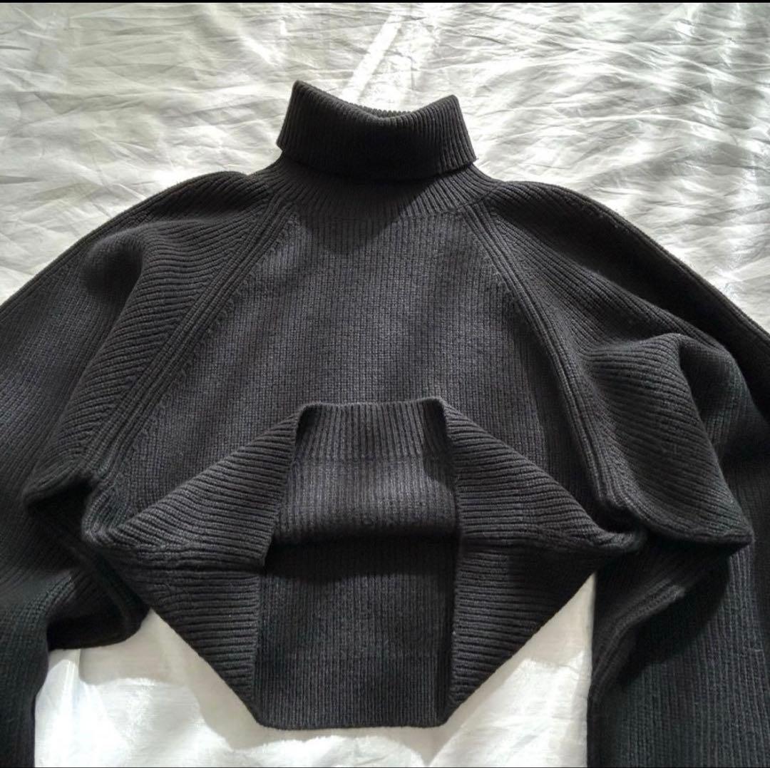 Cygne美品タートルニット コクーンスリーブ ブラック 黒