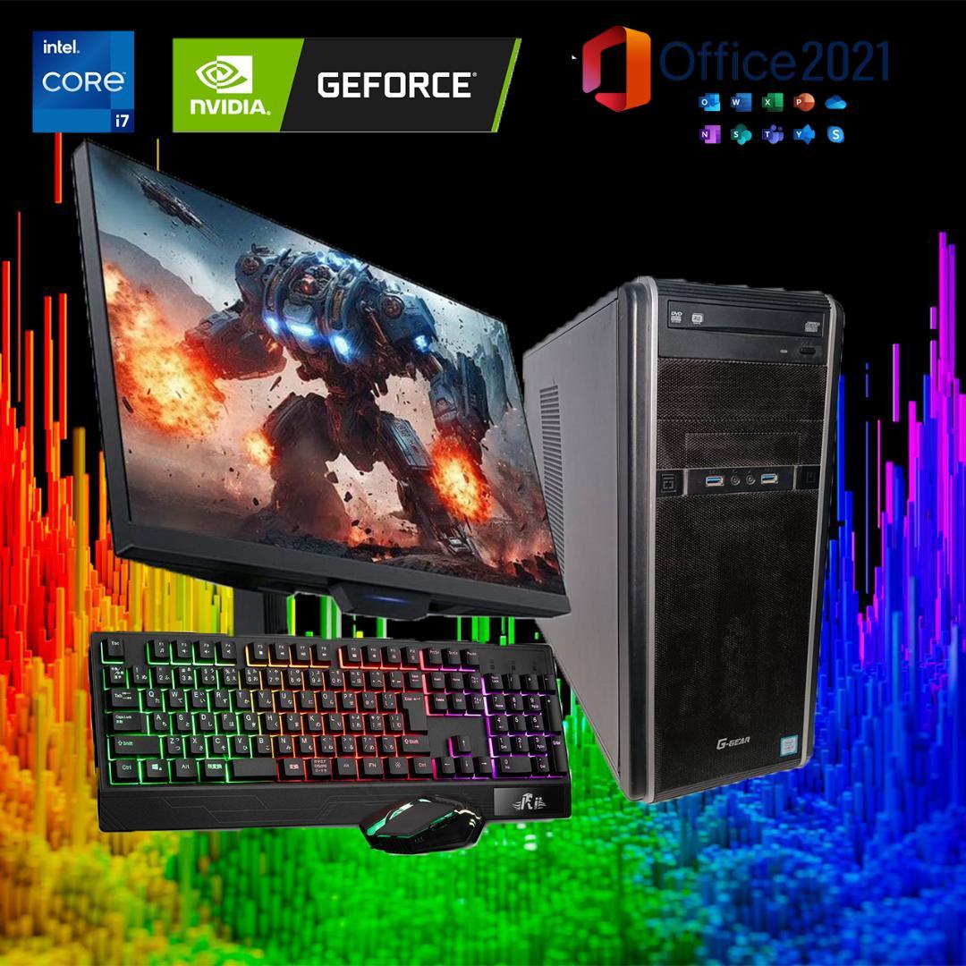 【ゲーミングPCフルセット】i7 7700 GTX1070 Office搭載