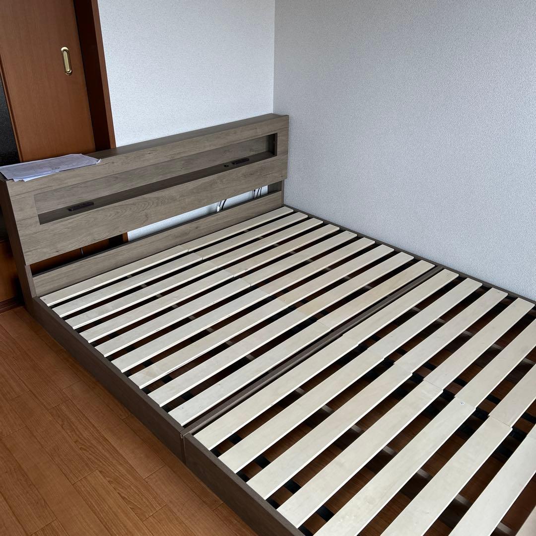 LOWYA 宮•照明付きローベット　BL-04-D ダブルサイズ　すのこベッド