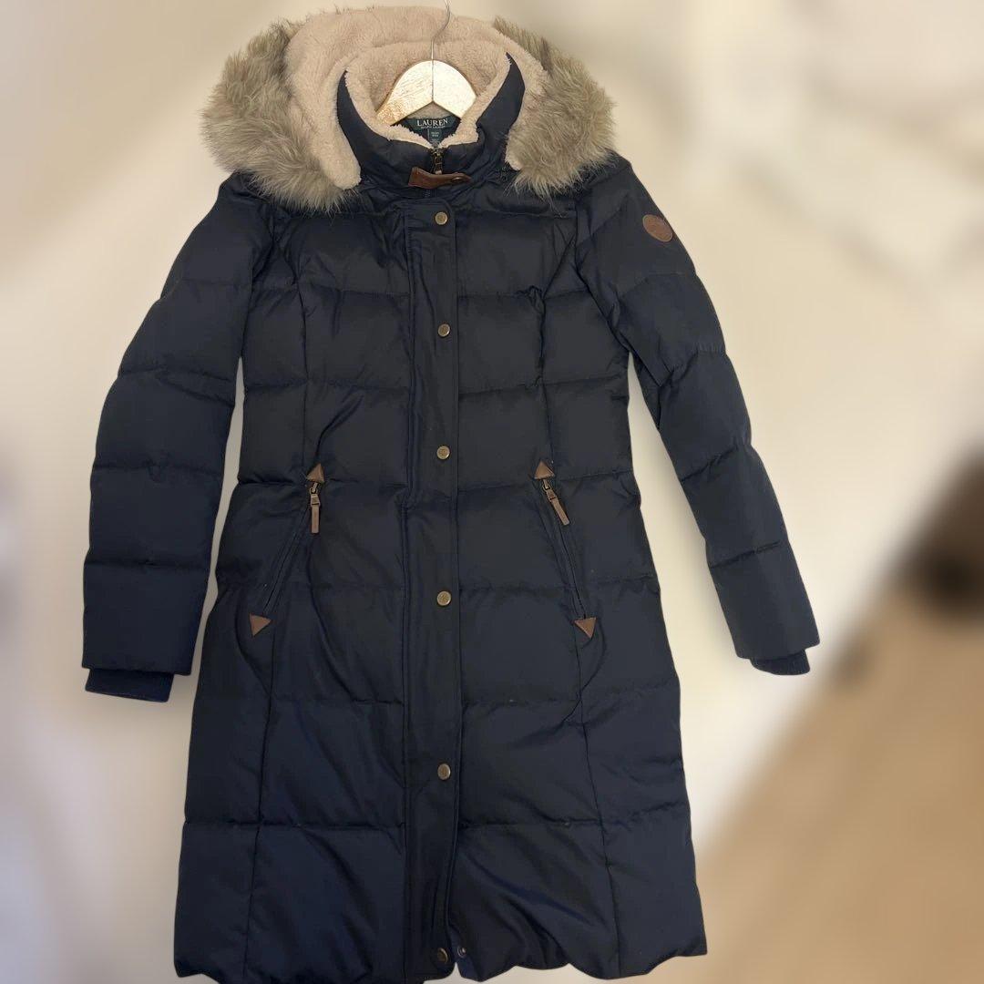 ラルフローレン　ウエストシェイプ紺ダウンコート　XS