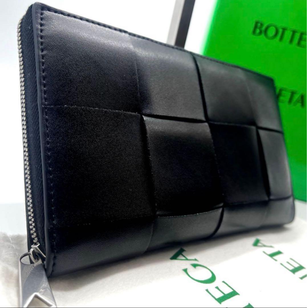 【未使用】ボッテガ ヴェネタ　長財布 カセットラウンドファスナー レザー 黒