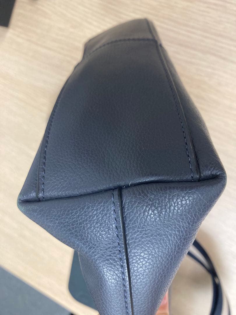 COACH ネイビー レザー メッセンジャーバッグ◇