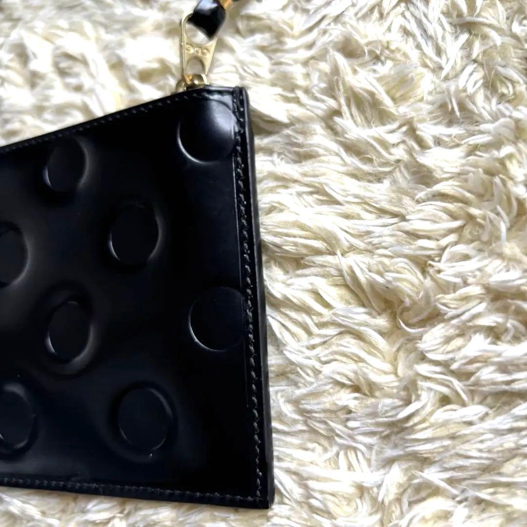 極美品　コムデギャルソン ミニ財布 ドット　エンボスレザー　黒　ブラック