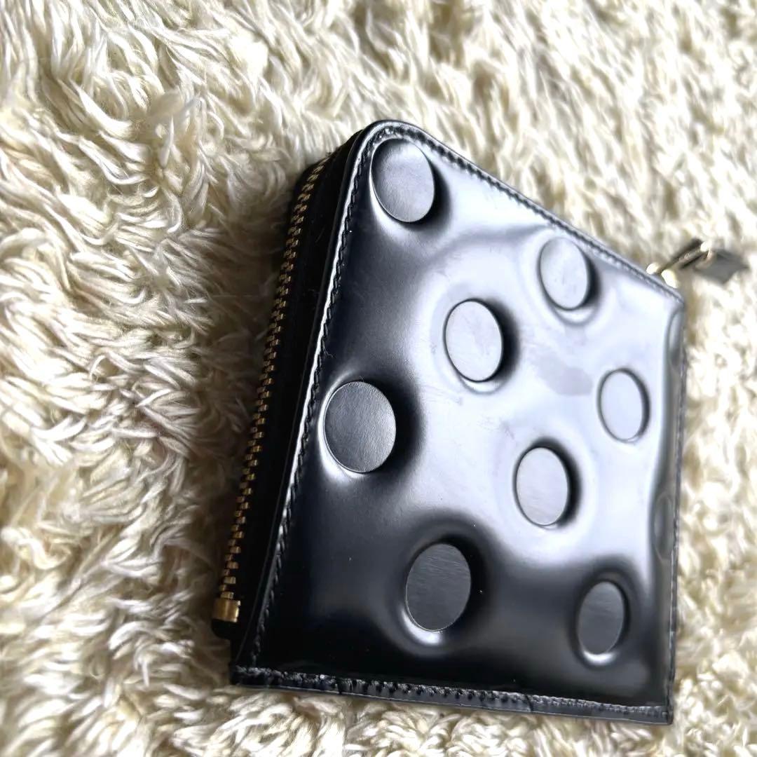 極美品　コムデギャルソン ミニ財布 ドット　エンボスレザー　黒　ブラック