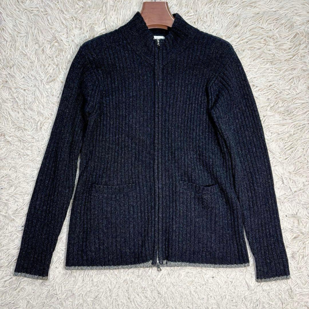 美品　ポールスミス　ドライバーズニット　四者混　ダブルファスナー　カシミヤ　黒