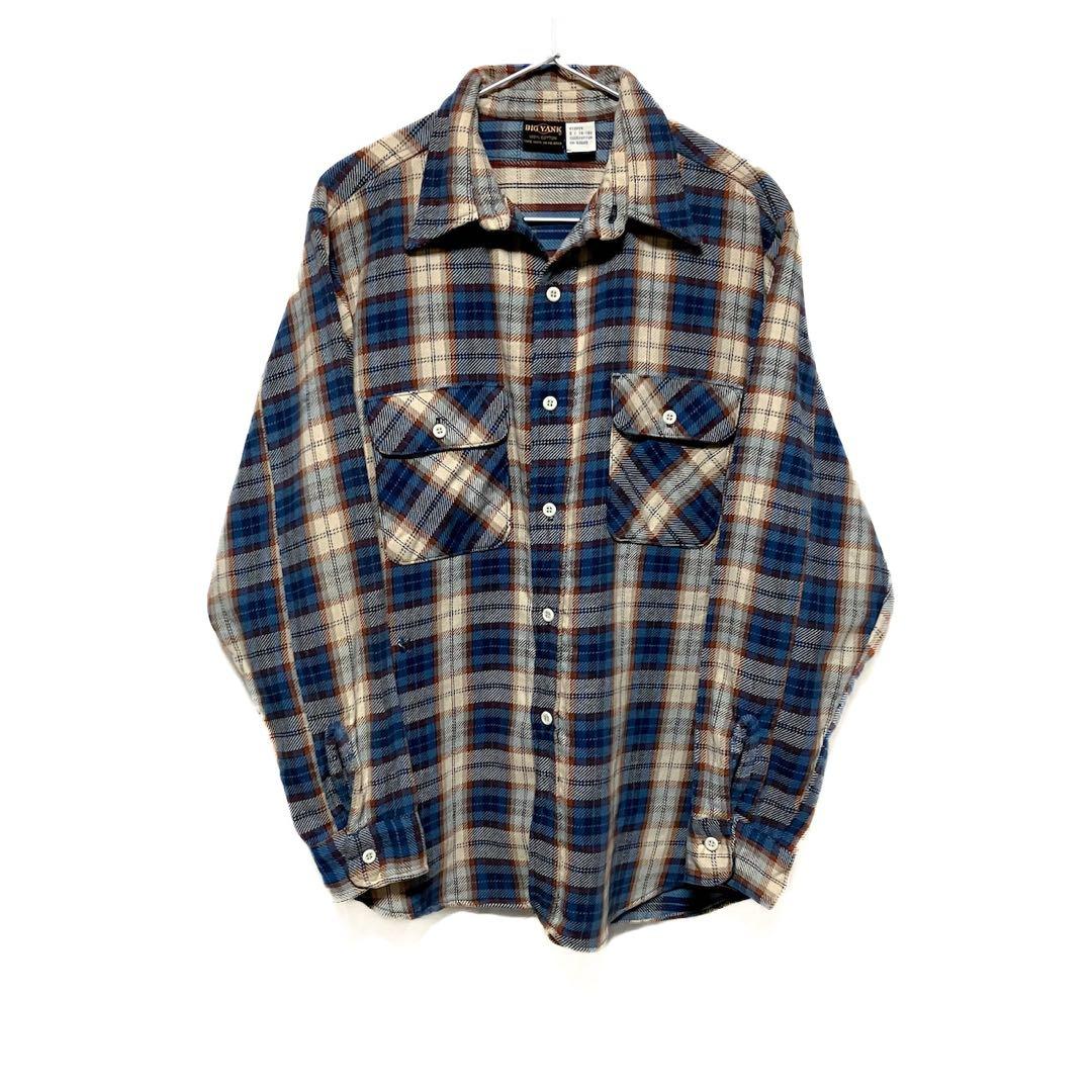 70s BIG YANK チェックシャツ L チェック柄 好カラー ネルシャツ