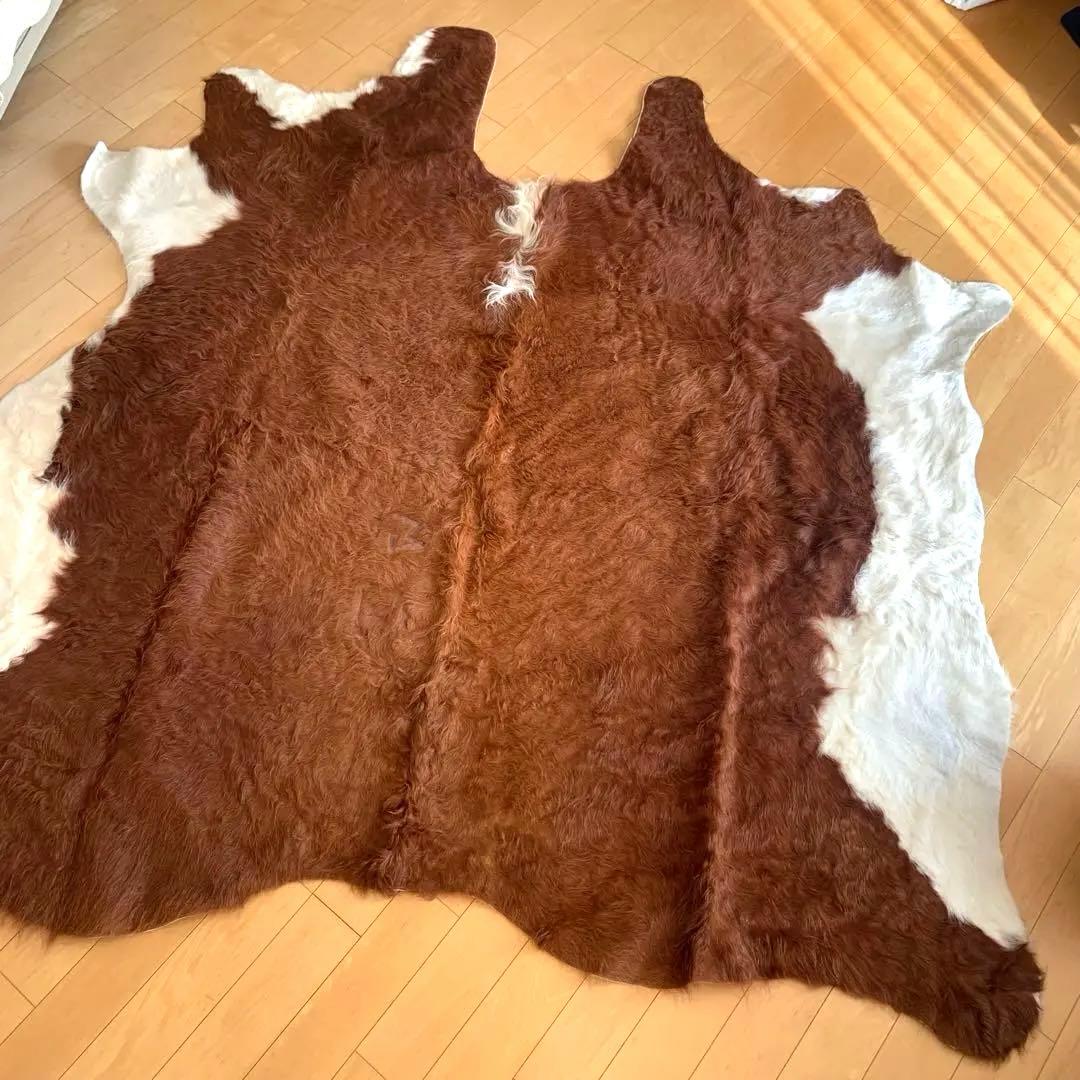未使用 IKEA カウハイド KOLDBY ブラウン 牛革 ラグ 特大 カウラグ