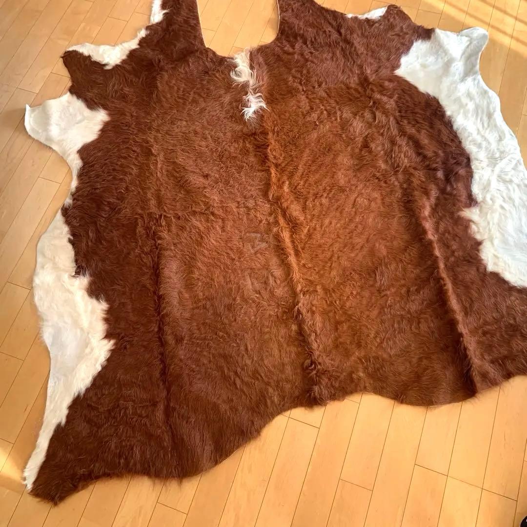 未使用 IKEA カウハイド KOLDBY ブラウン 牛革 ラグ 特大 カウラグ