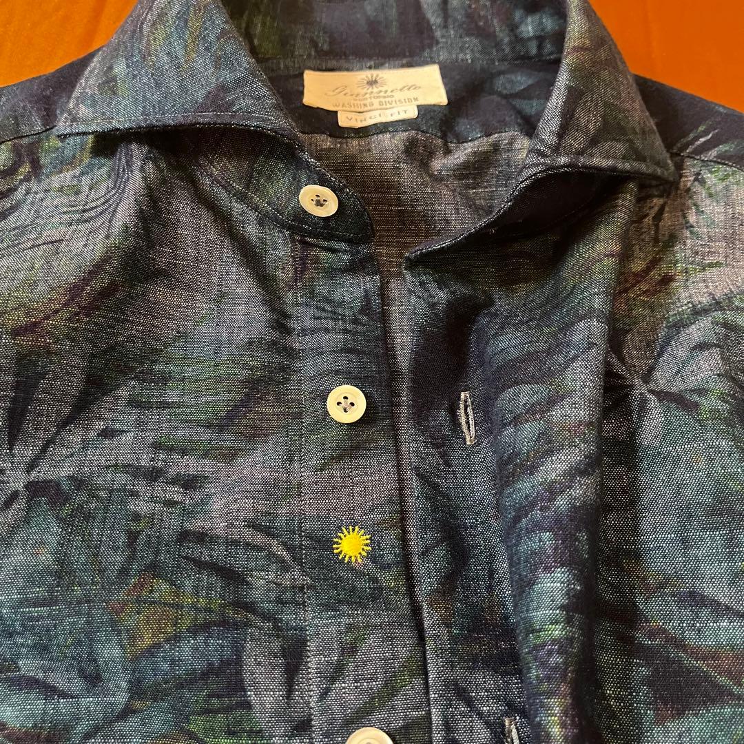 美品 GIANNETTO ( ジャンネット )美光沢 ボタニカル シャツ