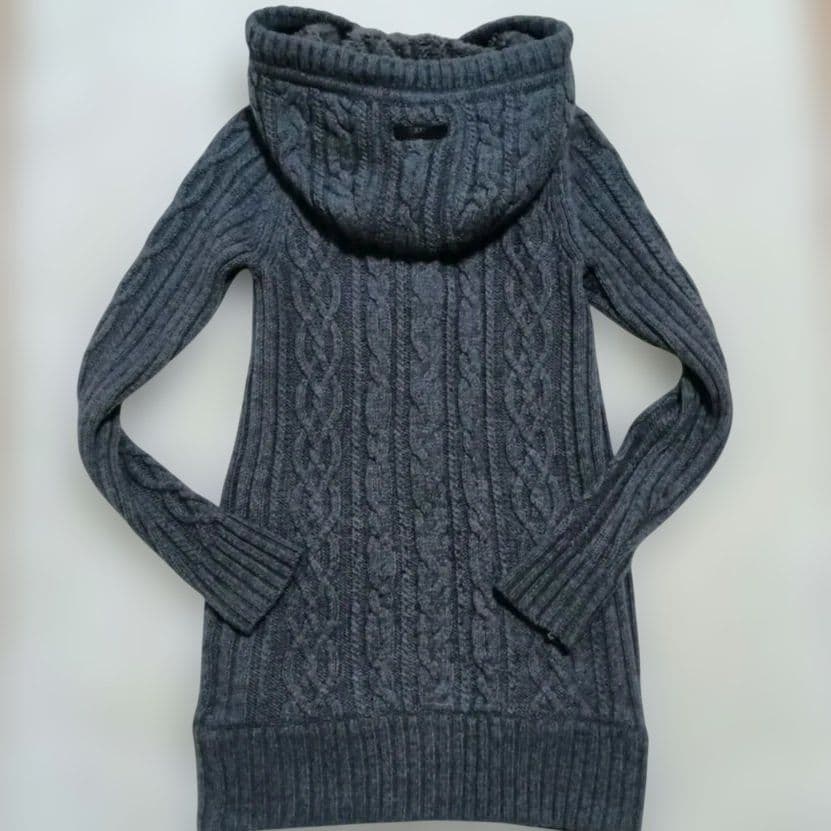 バーバリーブルーレーベル ケーブルニット ダッフル ロングパーカー グレー 38