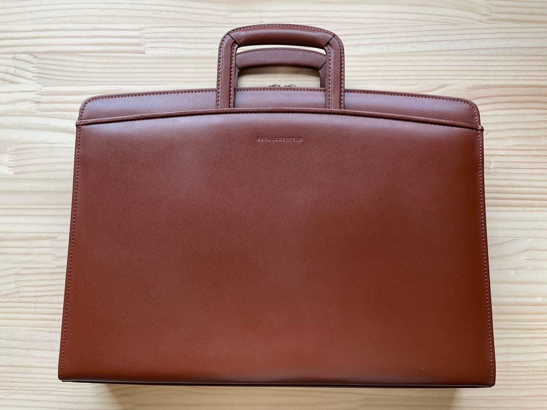 KARL LAGERFELD ブラウンレザー ビジネスバッグ