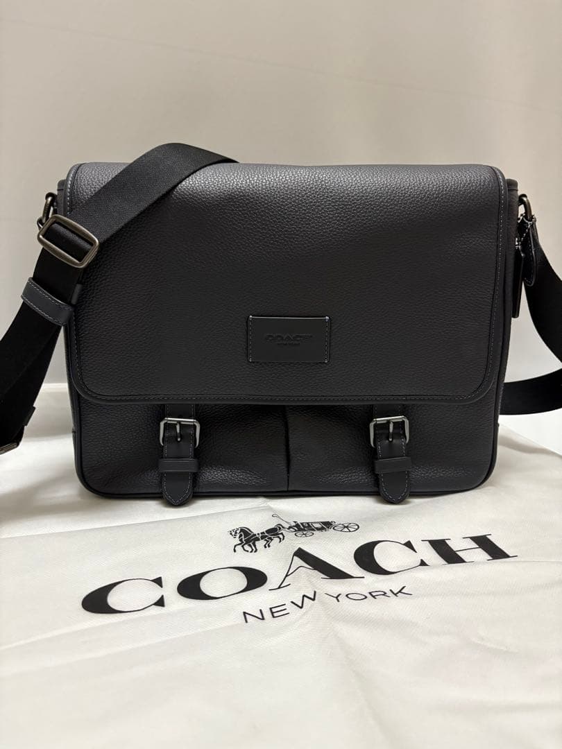 COACH スプリントメッセンジャー レザーバッグ　ミッドナイトネイビー