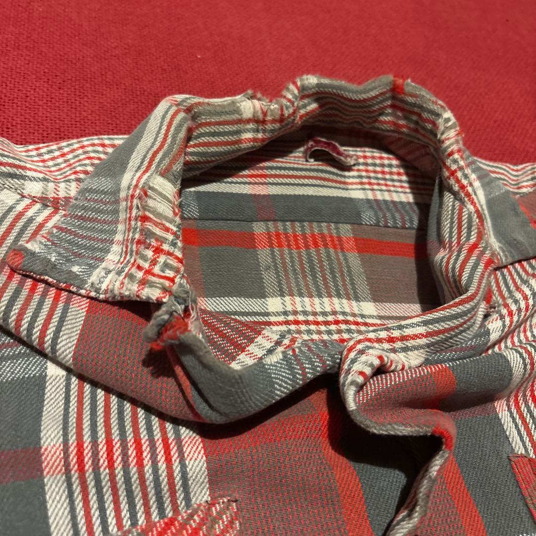 襤褸 ヴィンテージ 50s ネルシャツ 開襟 ボックス ボロ リペア 高配色