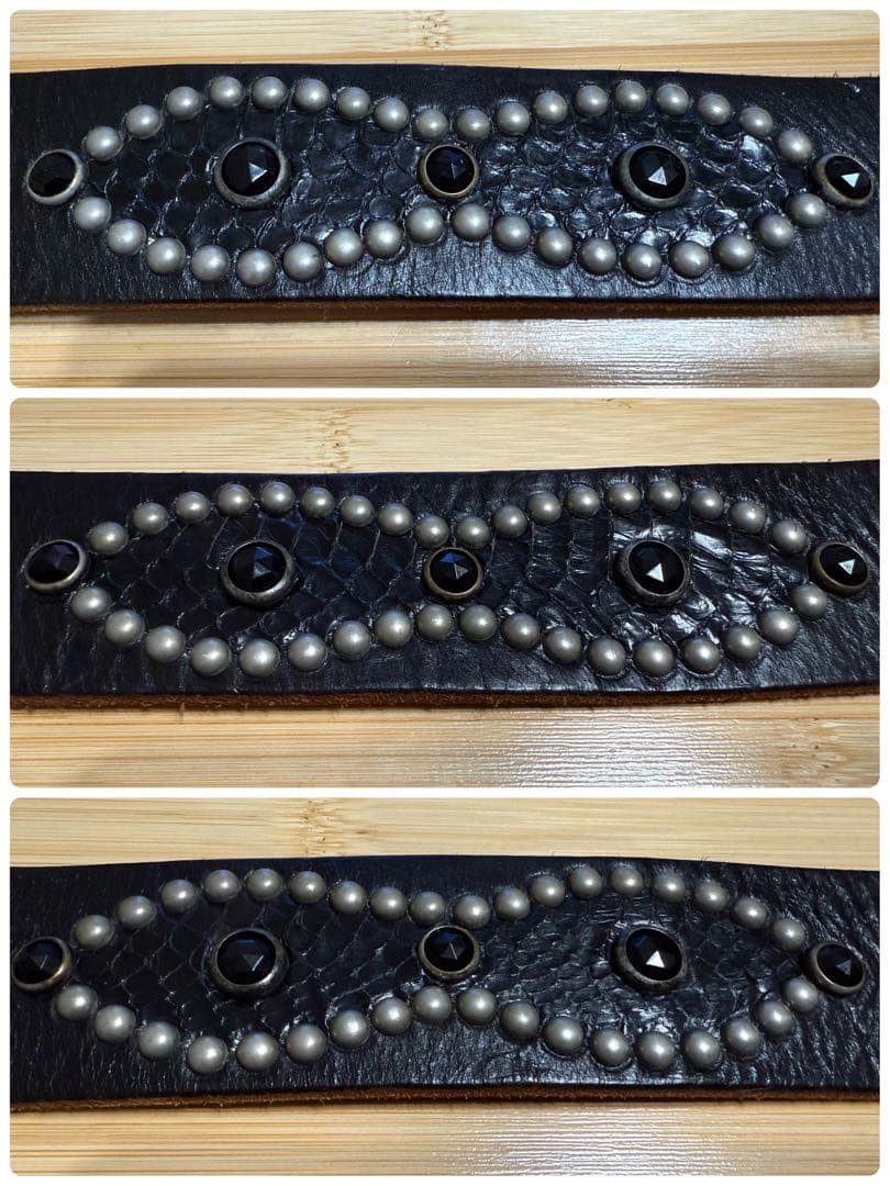 ⭐️美品⭐️HTC⭐️ピーナッツオーバーレイベルト⭐️ブラックパイソン＆レザー⭐️36