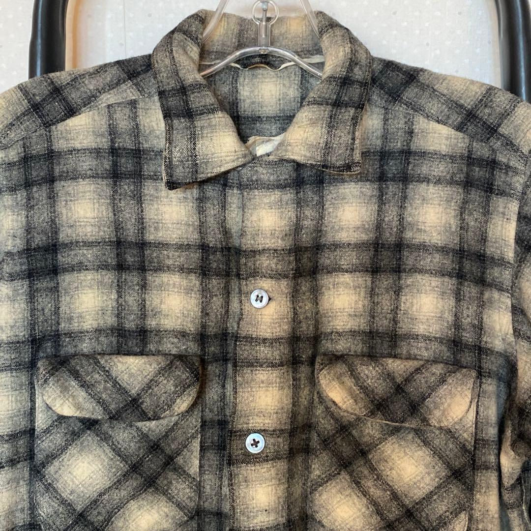 60s PILGRIM ピルグリム オンブレ シャドーチェック オープンカラー