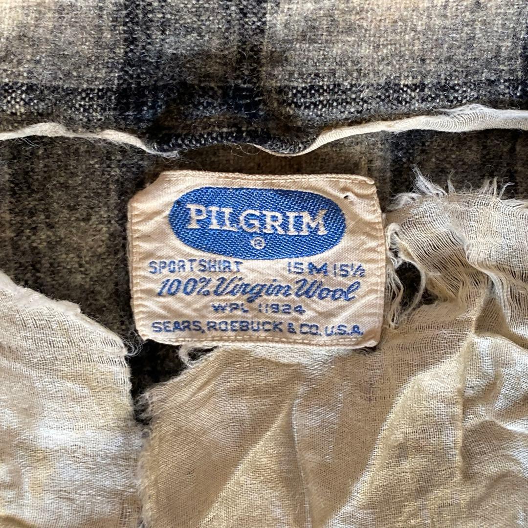 60s PILGRIM ピルグリム オンブレ シャドーチェック オープンカラー