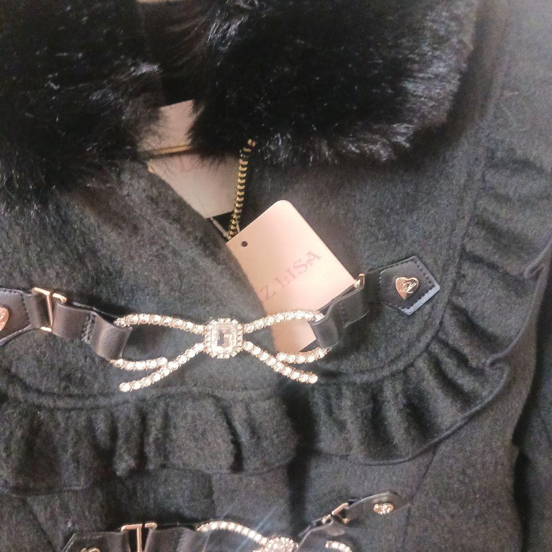 LIZ LISA　ビジューリボンショートフードコート ブラック