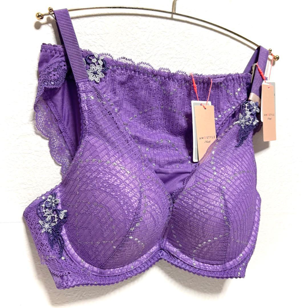 D70M 夢みるブラ DeepV マイフラワーブラ＆ショーツ Purple