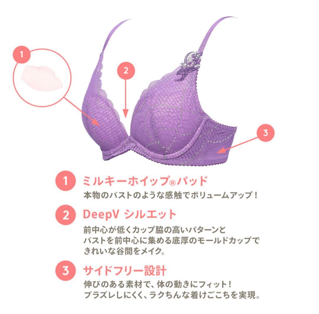 D70M 夢みるブラ DeepV マイフラワーブラ＆ショーツ Purple