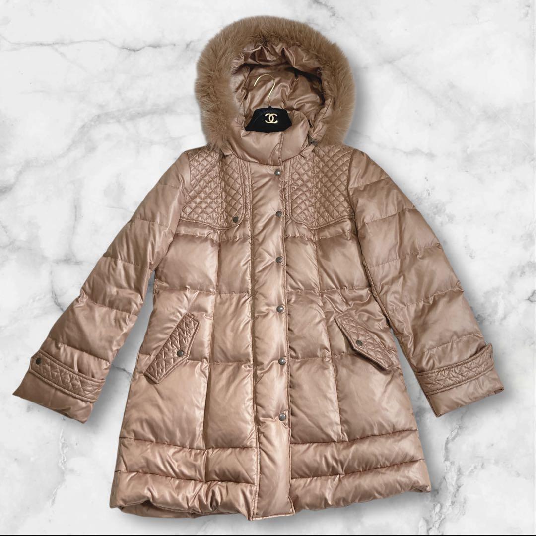 【希少美品】レリアン　ブラウンゴールド　ダウンジャケット　フォックスファー