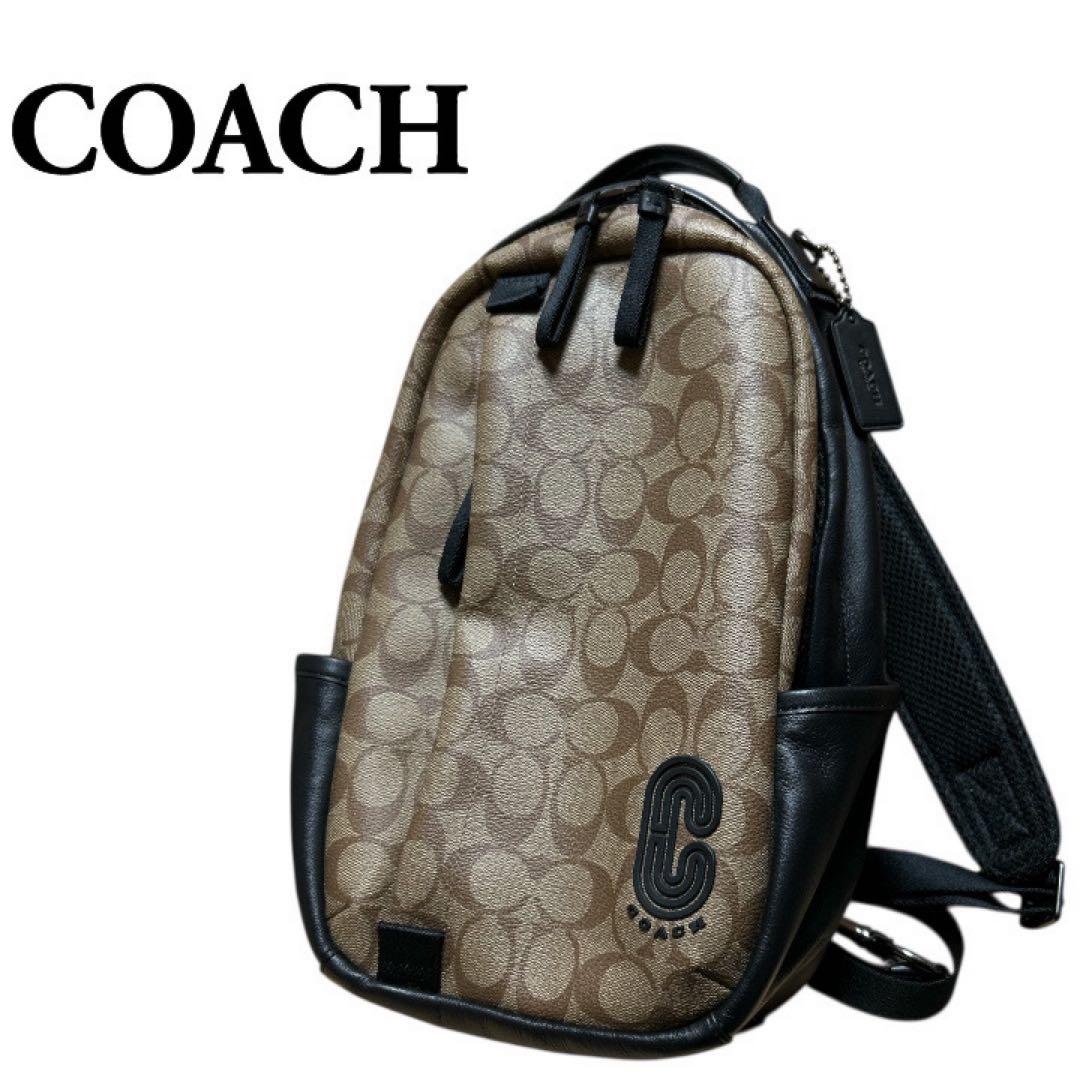 希少 COACH コーチ イーサンパック ボディバッグ ロゴ 斜め掛け 総柄