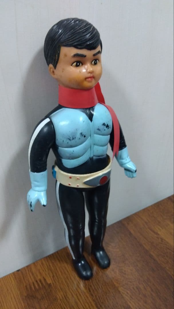 【希少一本ライン】旧バンダイ 仮面ライダー 面取れソフビ 2号 中期おたふく顔