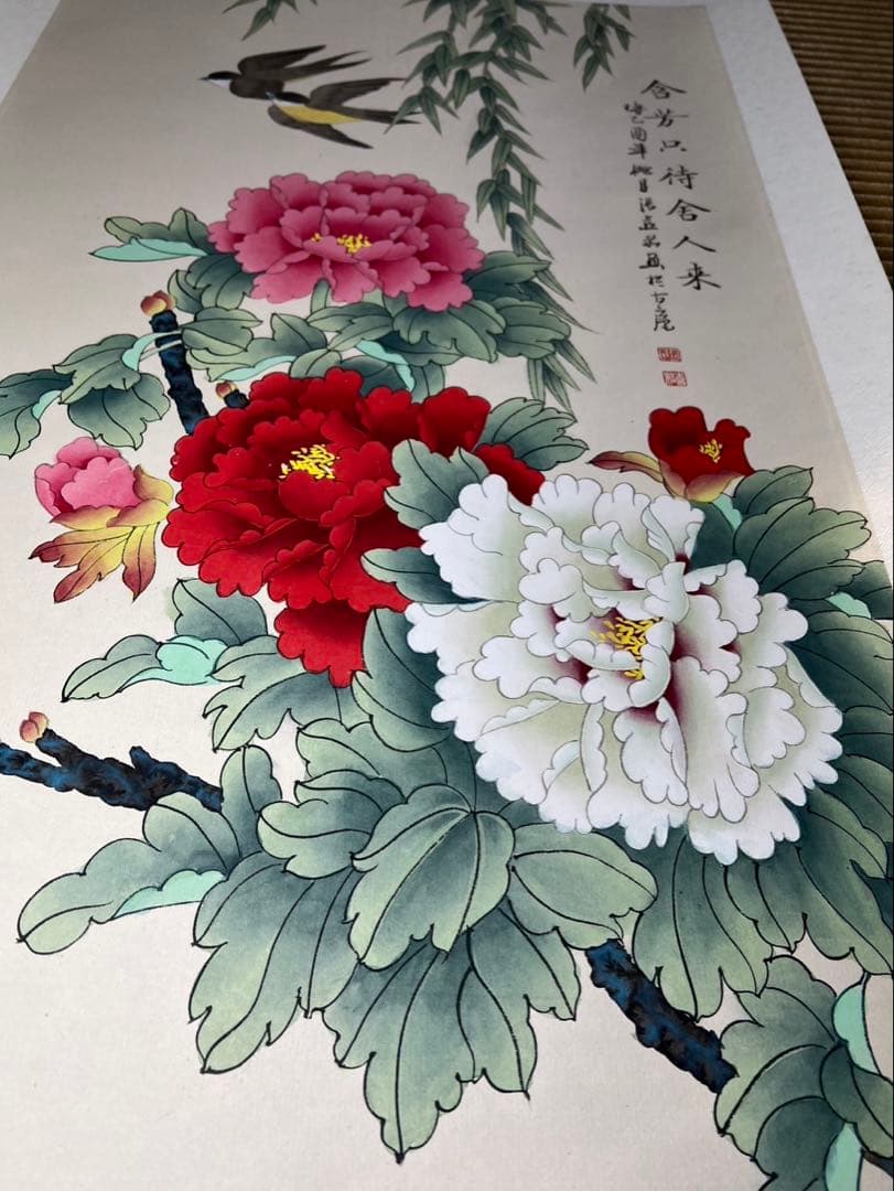 掛け軸　中国美術　牡丹