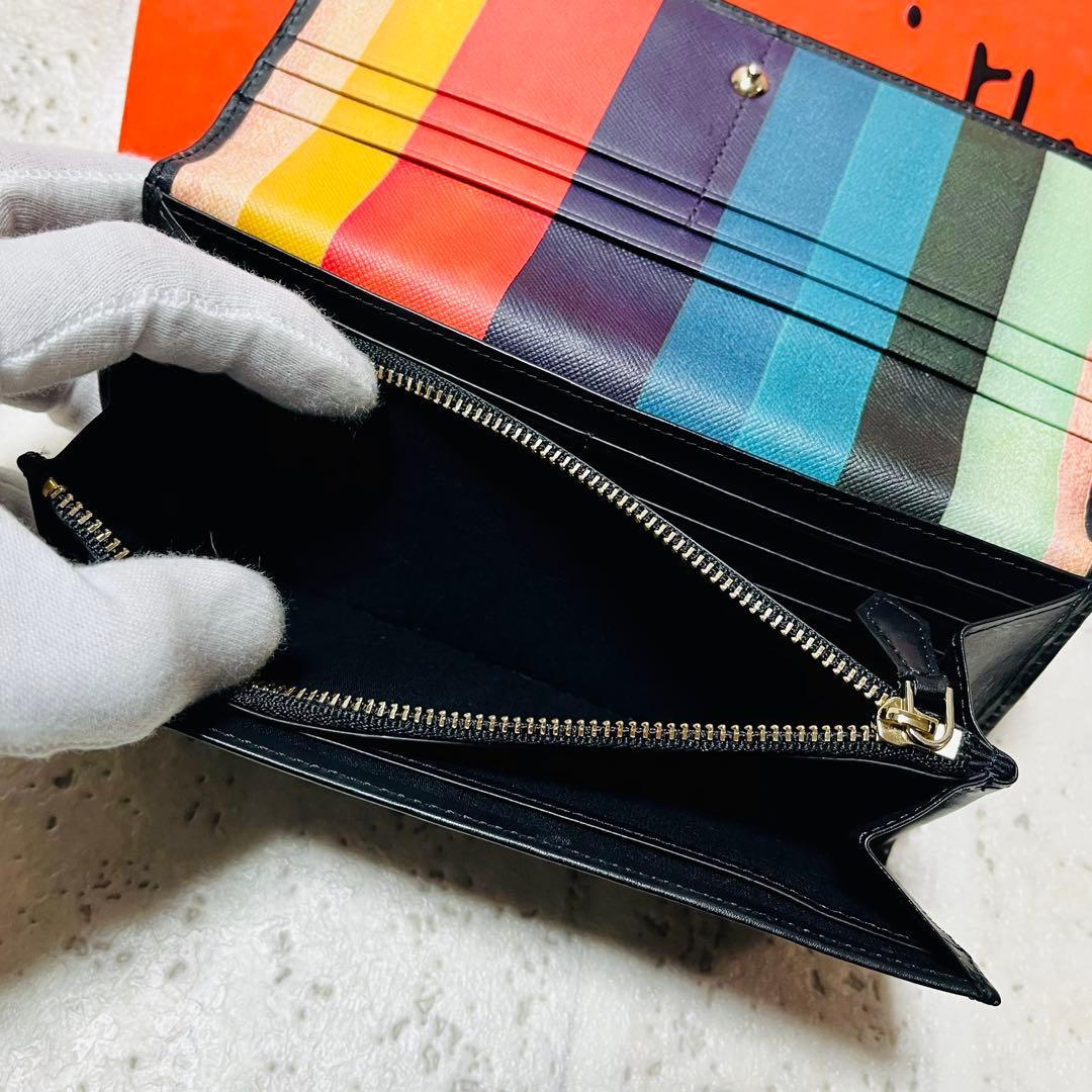 美品 ポールスミス 長財布 クラシックレザー マルチストライプ 長財布 9288