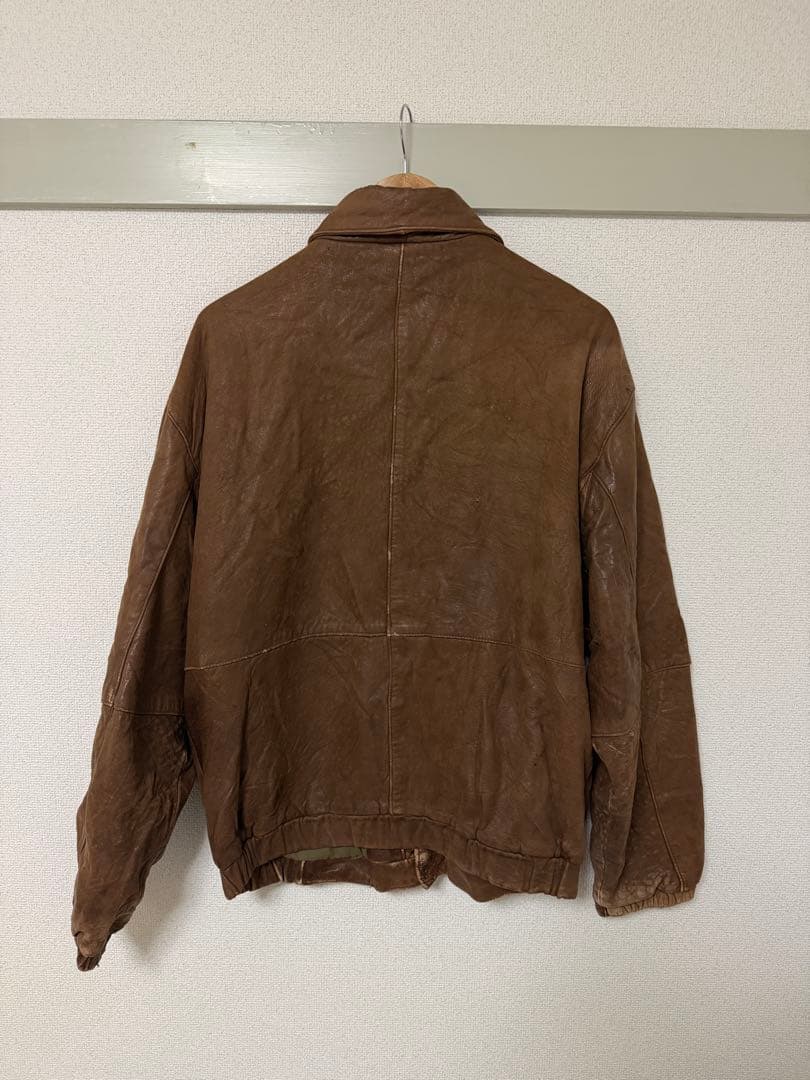 80s エディーバウアー　レザージャケット　古着　A-2 ブルゾン　ブラウン　茶