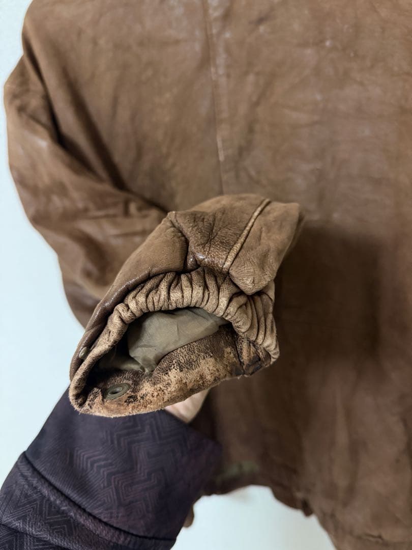 80s エディーバウアー　レザージャケット　古着　A-2 ブルゾン　ブラウン　茶