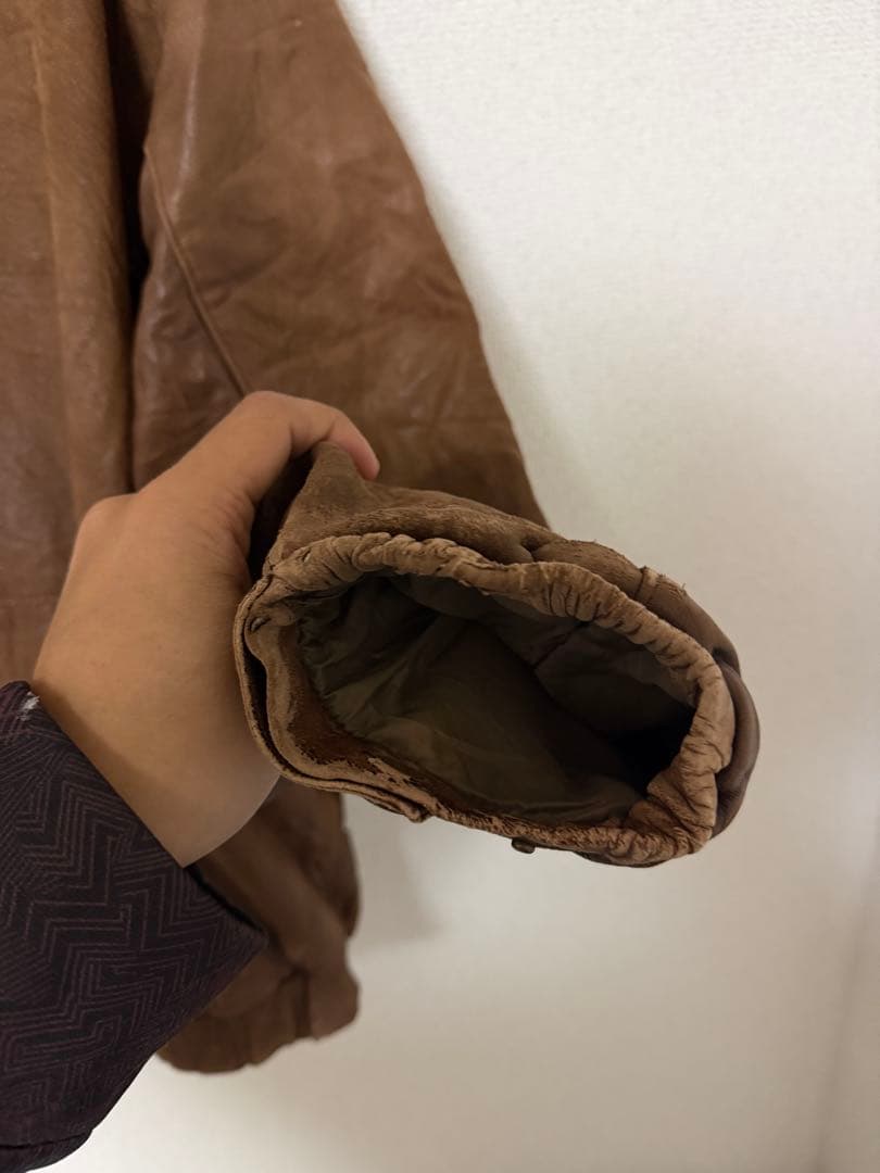 80s エディーバウアー　レザージャケット　古着　A-2 ブルゾン　ブラウン　茶